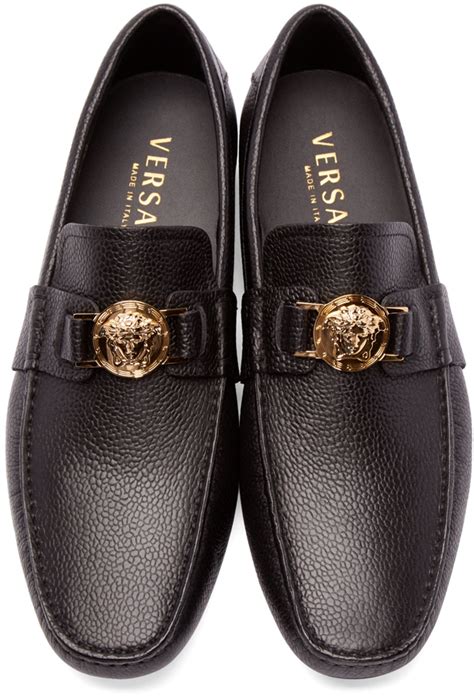 versace collection half-medusa mens leather loafer black|gianni Versace men's slip ons.